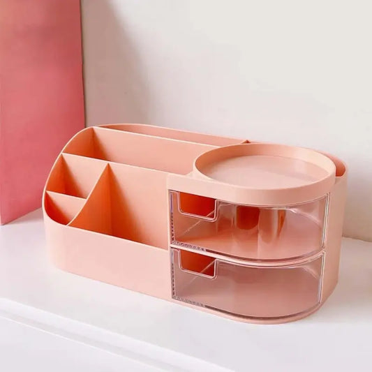 Premium Makeup Organizer Storage Box with Drawers & Brush Holder – Multipurpose Cosmetic Storage Case