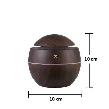 Wooden Cool Mist Humidifier & Essential Oil Diffuser with 7 Color LED Night Light USB 130ml
