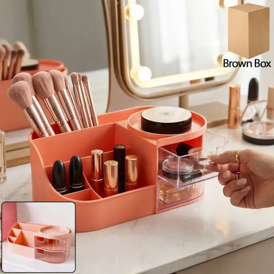 Premium Makeup Organizer Storage Box with Drawers & Brush Holder – Multipurpose Cosmetic Storage Case