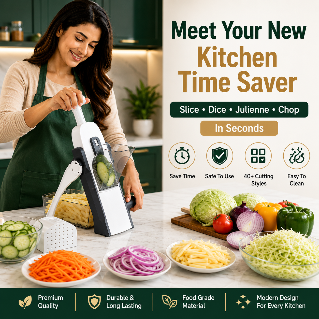 SmartPrep™ Premium Vegetable Cutter Pro | Restaurant-Style Cutting in Seconds