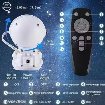 Astronaut Galaxy Projector Night Light with Remote Control | 360° Rotating Nebula Star Projector for Bedroom, Gaming Room & Home Decor
