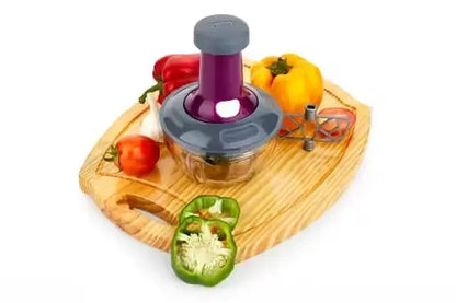 Manual Push Vegetable Chopper – 650ML Hand Press Food Chopper with Stainless Steel Blades for Onion, Garlic, Fruits & Salad