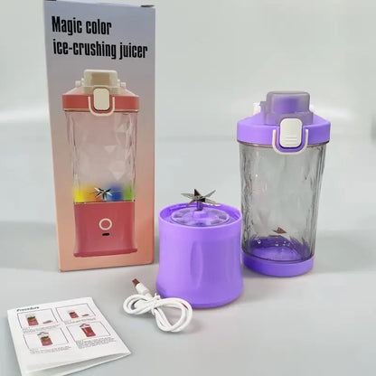 Portable USB Rechargeable Blender Juicer Bottle – 8 Blade Smoothie Maker (600ml)