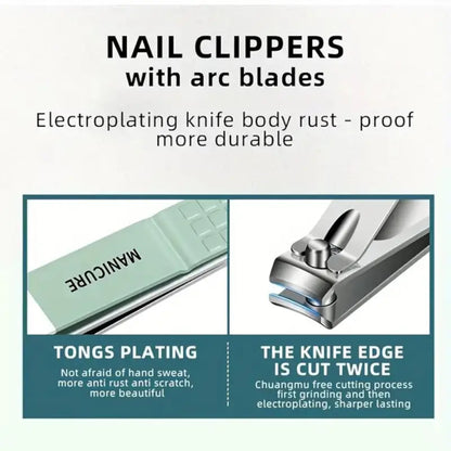 16 In 1 Professional Manicure Pedicure Kit | Stainless Steel Nail Clipper Grooming Set with Travel Case for Men & Women