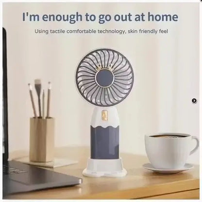 Portable USB Rechargeable Mini Handheld Fan with Stand | 5-Blade Personal Cooling Fan for Travel, Office & Home