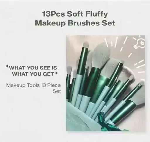 13-Piece Professional Makeup Brush Set with Travel Pouch